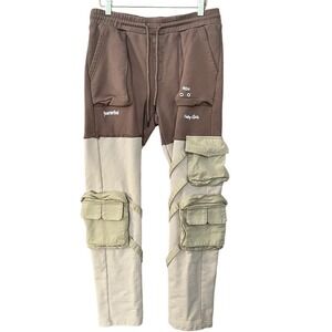 Quarterfinal Cargo Sweatpants Mens Medium Beige Tan Pushing Limits RD/4 Casual